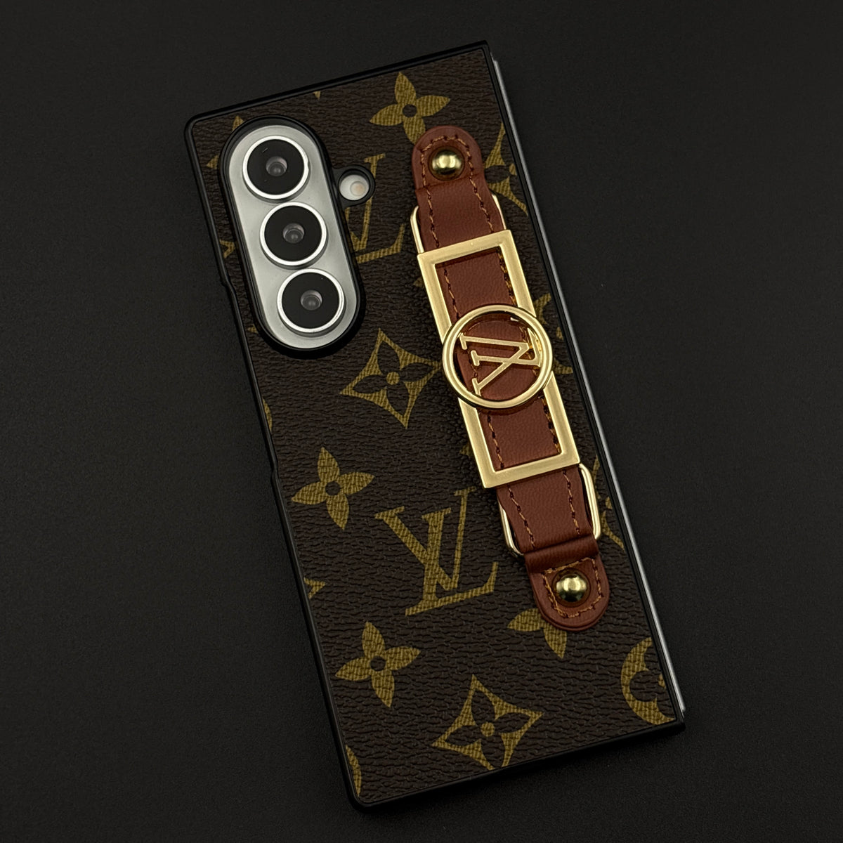Luxury Brand Leather Case with Gold Buckle  Belt Strap for Samsung Galaxy Z Fold 5