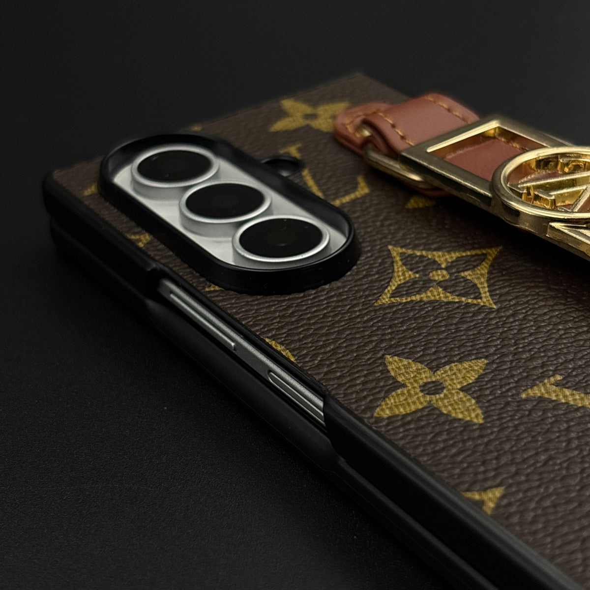Luxury Brand Leather Case with Gold Buckle  Belt Strap for Samsung Galaxy Z Fold 7