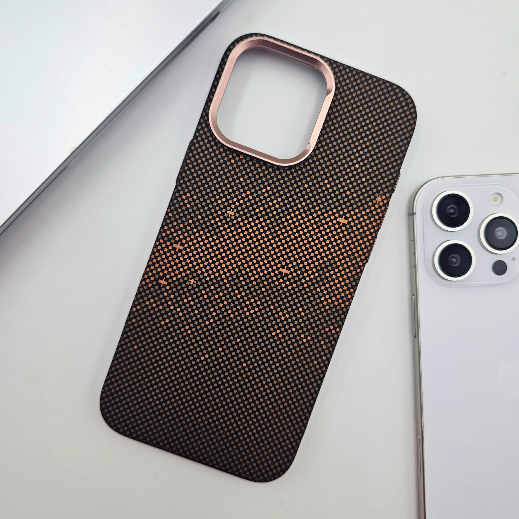 iPhone Series Brown Premium Slim Case | Rare Aramid Texture Finish | Real Carbon Fibre Feel | Hidden MagSafe