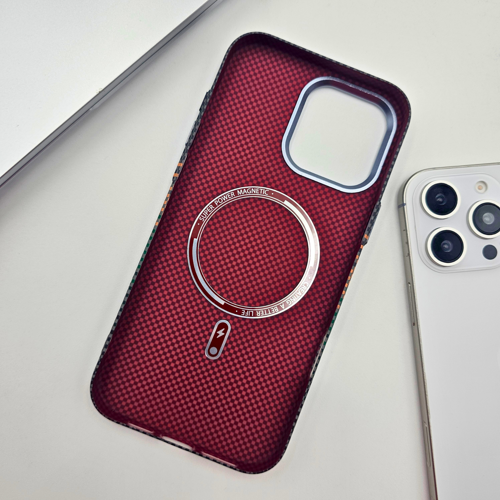 iPhone Series Pixelated Premium Slim Case | Rare Aramid Texture Finish | Real Carbon Fibre Feel | Hidden MagSafe