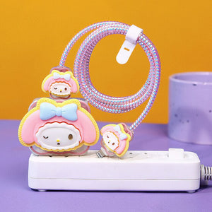 Cute Kawaii Cat Transparent Cable Protector and Adapter Case For iPhone Charger