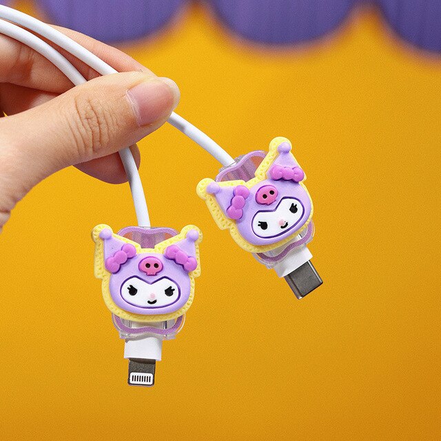 Cute Kawaii Cat Transparent Cable Protector and Adapter Case For iPhone Charger