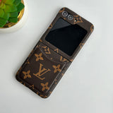 Samsung Galaxy Z Flip 7 FE Premium Luxury Brand Leather Card Holder Case Cover