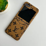 Samsung Galaxy Z Flip 7 FE Premium Luxury Brand Leather Card Holder Case Cover