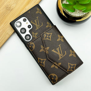 Samsung Galaxy S23 Ultra Luxury Brown Wallet Case Cover