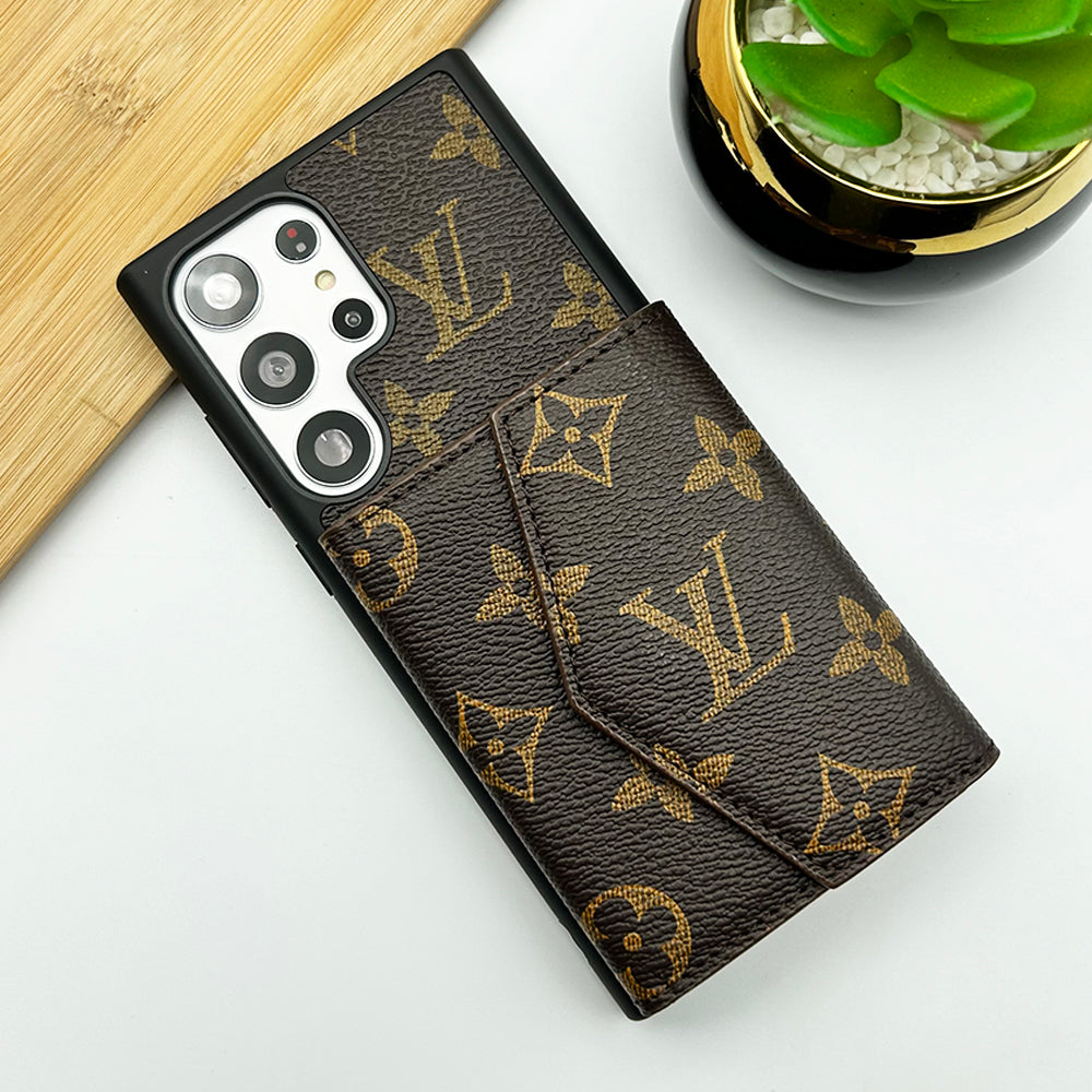 Samsung Galaxy S23 Ultra Luxury Brown Wallet Case Cover Clearance Sale