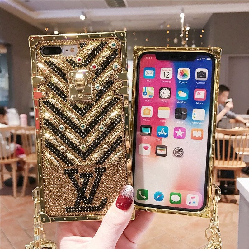 iPhone 15 Series Luxury Branded Trunk Gold Phone Case