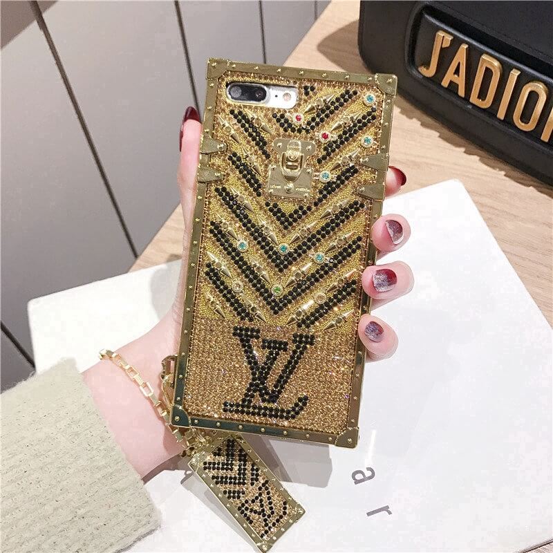 iPhone 15 Series Luxury Branded Trunk Gold Phone Case