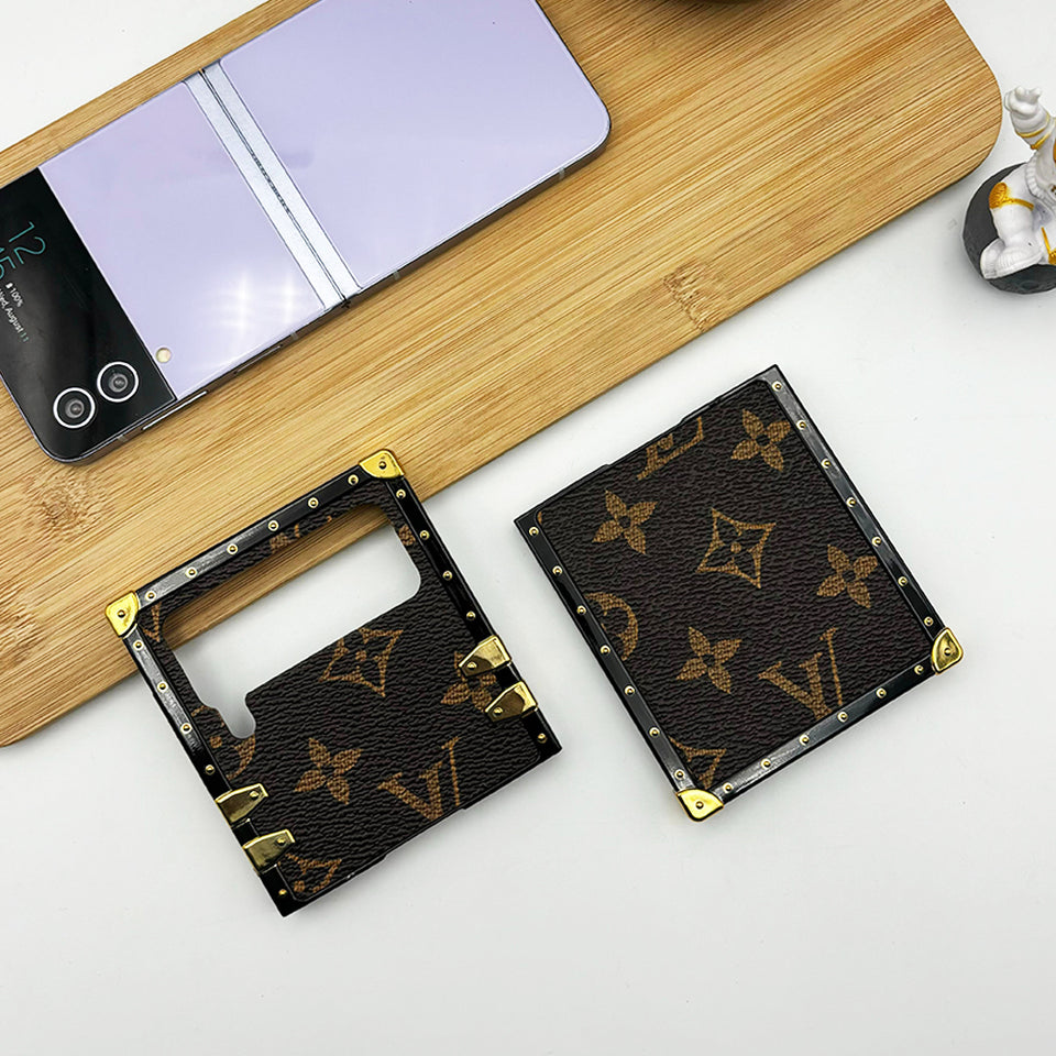 Samsung Galaxy Z Flip 4 Luxury Branded Trunk Leather Phone Case