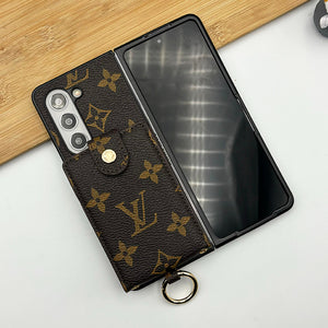 Samsung Galaxy Z Fold 5 Luxury Brand PU leather Wallet Case Cover With Metal Ring Holder