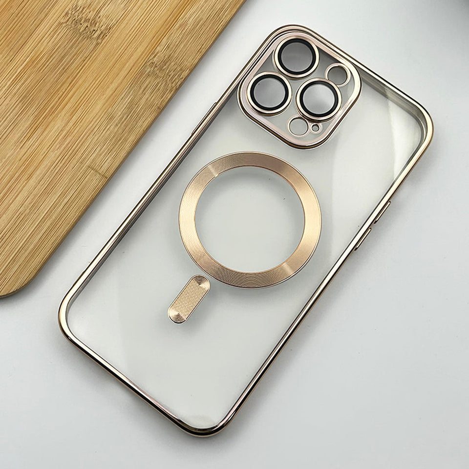 iPhone 15 Series Luxury Magsafe Magnetic Transparent Phone Case With Lens Protector