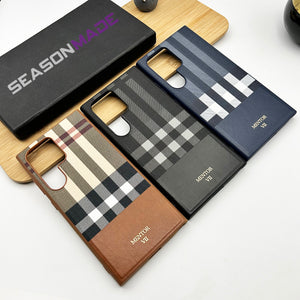 Samsung Galaxy S24 Ultra Chequered Leather Luxury Case Cover