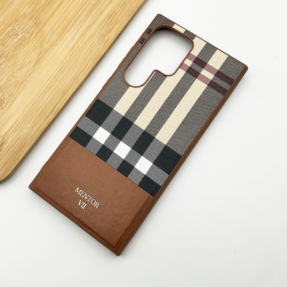 Samsung Galaxy S24 Ultra Chequered Leather Luxury Case Cover
