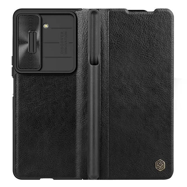 Samsung Galaxy Z Fold 5 Nillkin Qin Pro Leather Flip Case Cover With Pen Holder