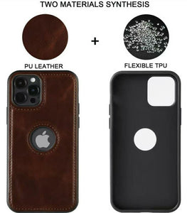 iPhone 15 Series Luxury Leather Logo Cut Back Case Cover