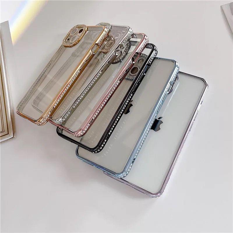 iPhone 15 Series Side Diamond Transparent Chrome Case Cover