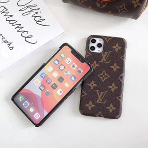 iPhone 15 Series Luxury Leather Brand Phone Case Cover Brown
