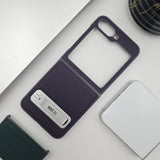 Premium Leather Kickstand Case for Samsung Galaxy Z Flip 6 | Shockproof | Slim Fit | Metal Stand | Luxury Back Cover