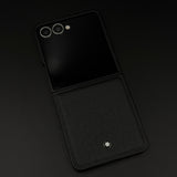 Luxury Brand MB Logo Case for Samsung Galaxy Z Flip 7 | Premium Textured Leather Edition