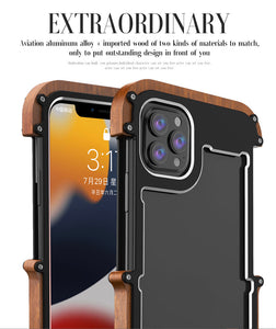 R-Just Aluminum & Natural Wood Bumper iPhone 13 Pro Max Case Cover Clearance Sale