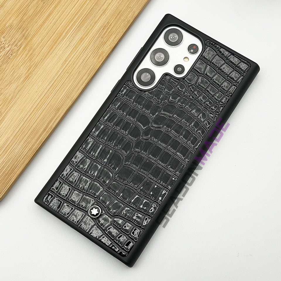 Samsung Galaxy S23 Ultra Croc Pattern MB Logo PU Leather Case Cover