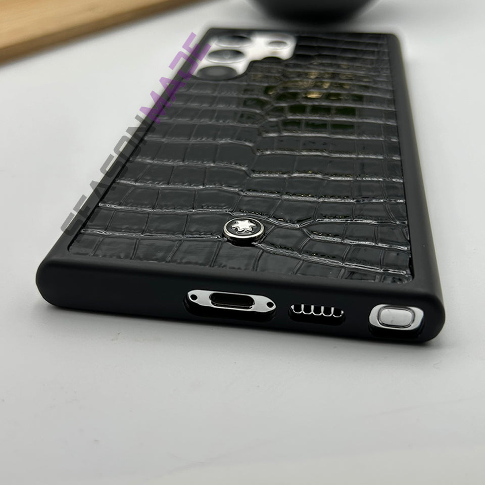 Samsung Galaxy S23 Ultra Croc Pattern MB Logo PU Leather Case Cover