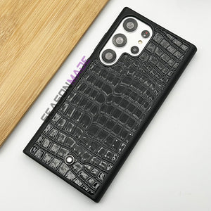 Samsung Galaxy S23 Ultra Croc Pattern MB Logo PU Leather Case Cover