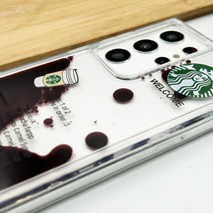 Samsung Galaxy S23 Ultra StarBucks Liquid Coffee Floating Cup Case Cover