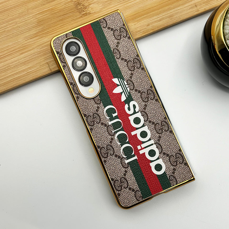 Samsung Galaxy Z Fold 4 Luxury Branded Design Chrome Plated Case Cover
