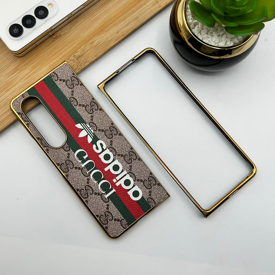 Samsung Galaxy Z Fold 4 Luxury Branded Design Chrome Plated Case Cover