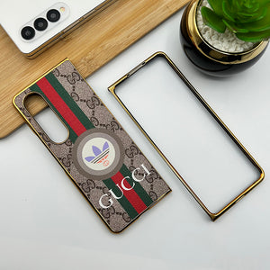 Samsung Galaxy Z Fold 4 Luxury Branded Design Chrome Plated Case Cover