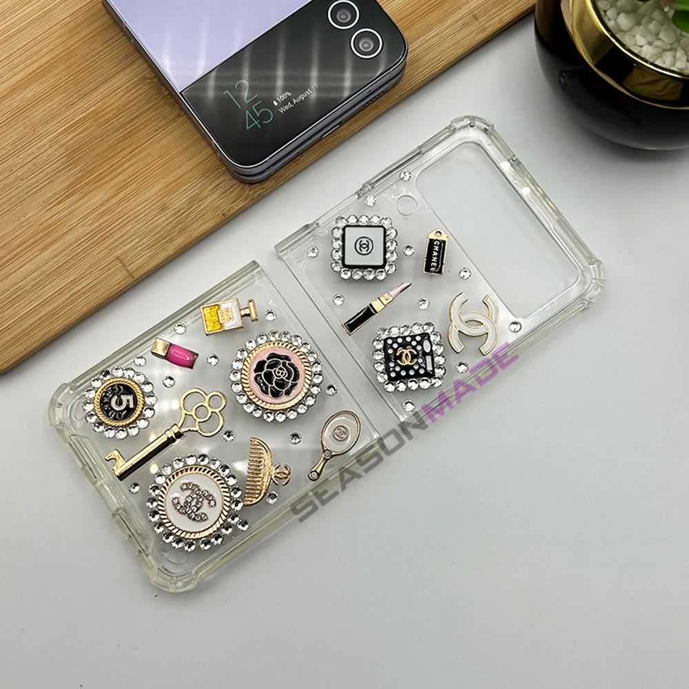 Samsung Galaxy Z Flip 4 CC Make Up Diamond TPU Transparent Case Cover