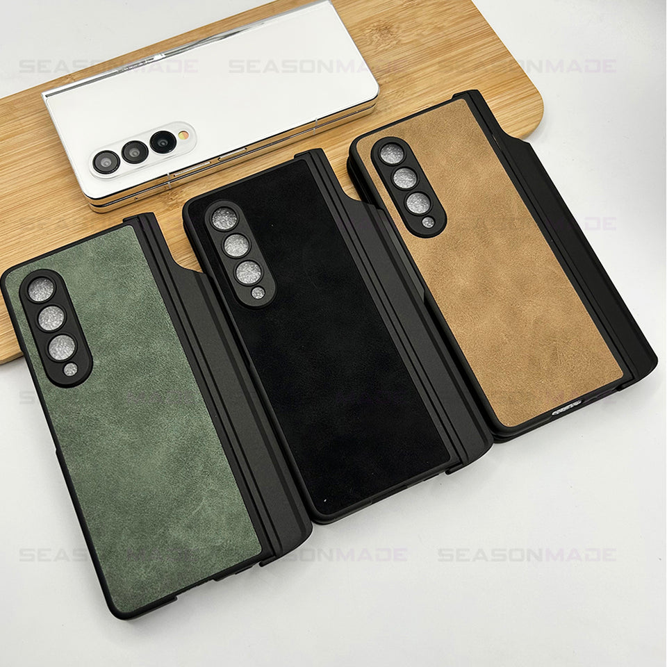 Samsung Galaxy Z Fold 4 Leather Case with Kickstand and Capacitive Pen Holder