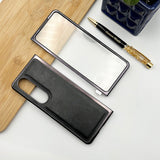 Samsung Z Fold 3 PU Leather Chrome Plated With Front Screen Protector Case Cover