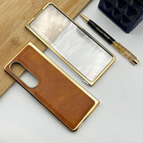 Samsung Z Fold 3 PU Leather Chrome Plated With Front Screen Protector Case Cover