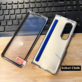 Samsung Z Fold 3 PU Leather Chrome Plated With Front Screen Protector Case Cover