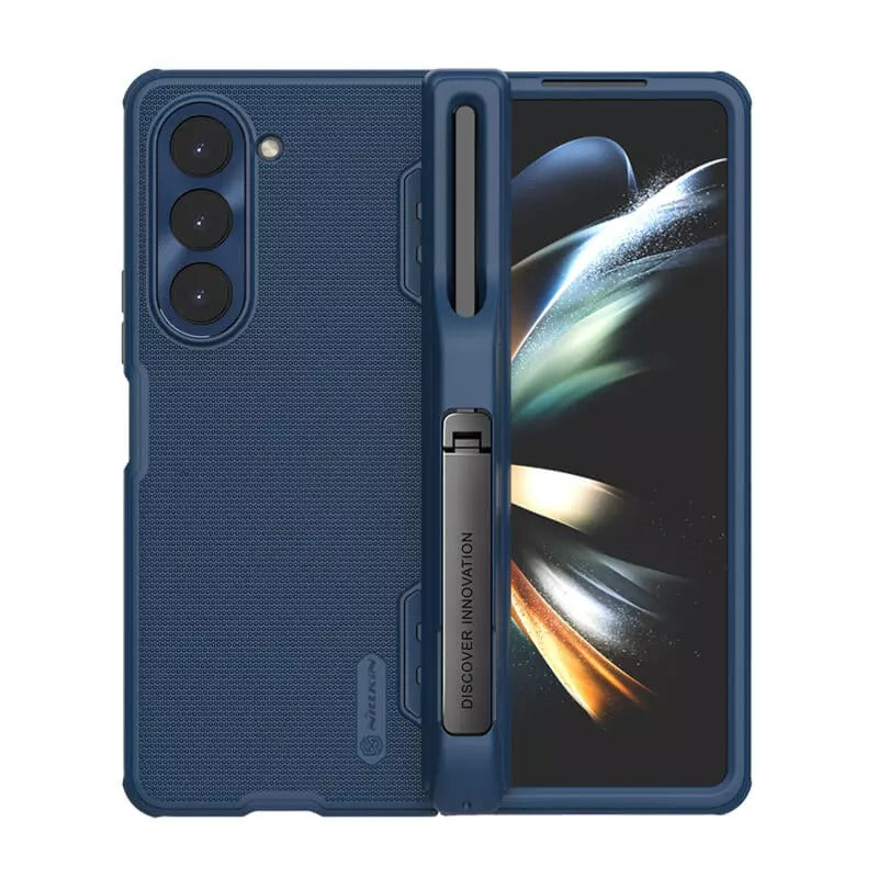 Samsung Galaxy Z Fold 5 Nillkin Frost Shield With S Pen Slot And Stand Case Cover Blue