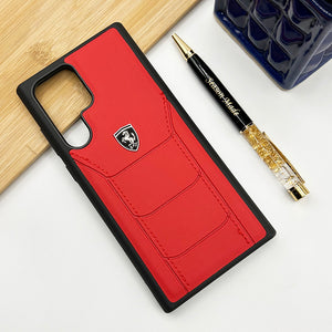 Samsung Galaxy S23 Ultra FR Side Stitched Leather Cover Red