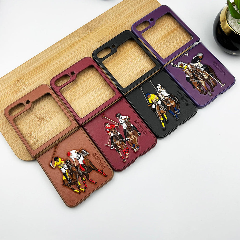 Samsung Galaxy Z Flip 5 Santabarbara Polo Jockey Leather Stitched Case Clearance Sale
