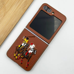 Samsung Galaxy Z Flip 5 Santabarbara Polo Jockey Leather Stitched Case Clearance Sale