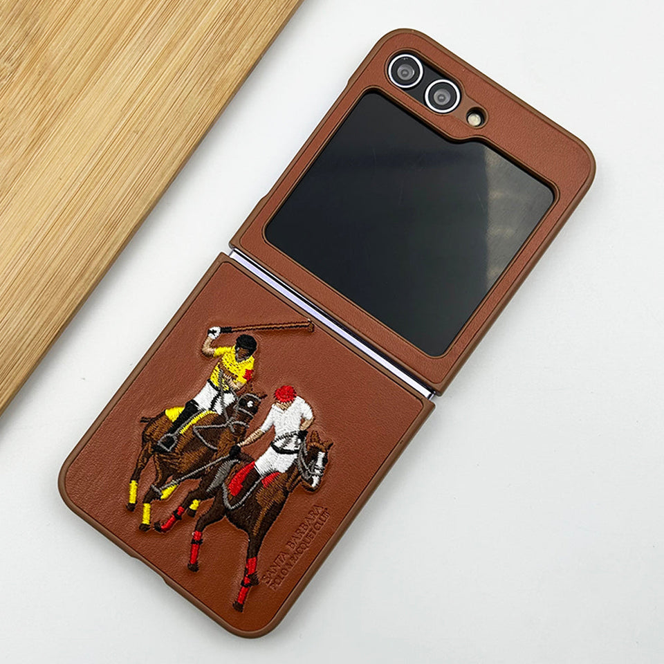 Samsung Galaxy Z Flip 5 Santabarbara Polo Jockey Leather Stitched Case Clearance Sale