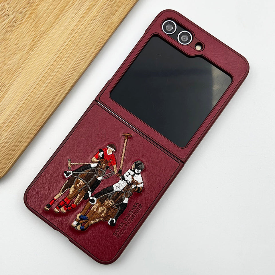 Samsung Galaxy Z Flip 5 Santabarbara Polo Jockey Leather Stitched Case Clearance Sale