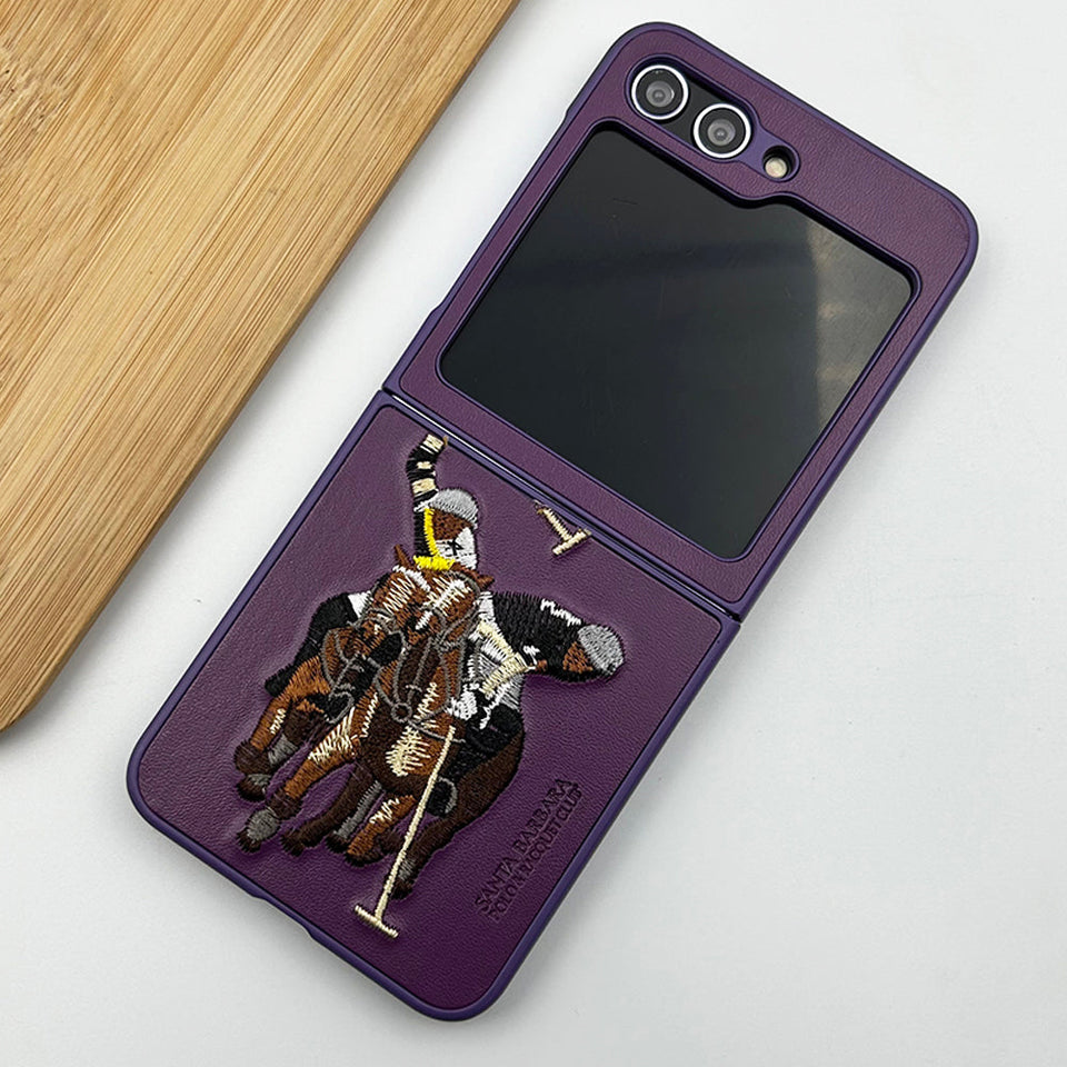 Samsung Galaxy Z Flip 5 Santabarbara Polo Jockey Leather Stitched Case Clearance Sale