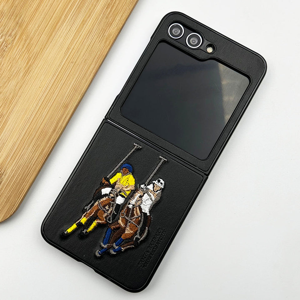 Samsung Galaxy Z Flip 5 Santabarbara Polo Jockey Leather Stitched Case Clearance Sale