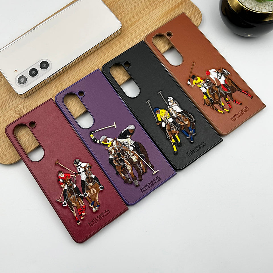 Samsung Galaxy Z Fold 5 Santabarbara Polo Jockey Leather Stitched Case