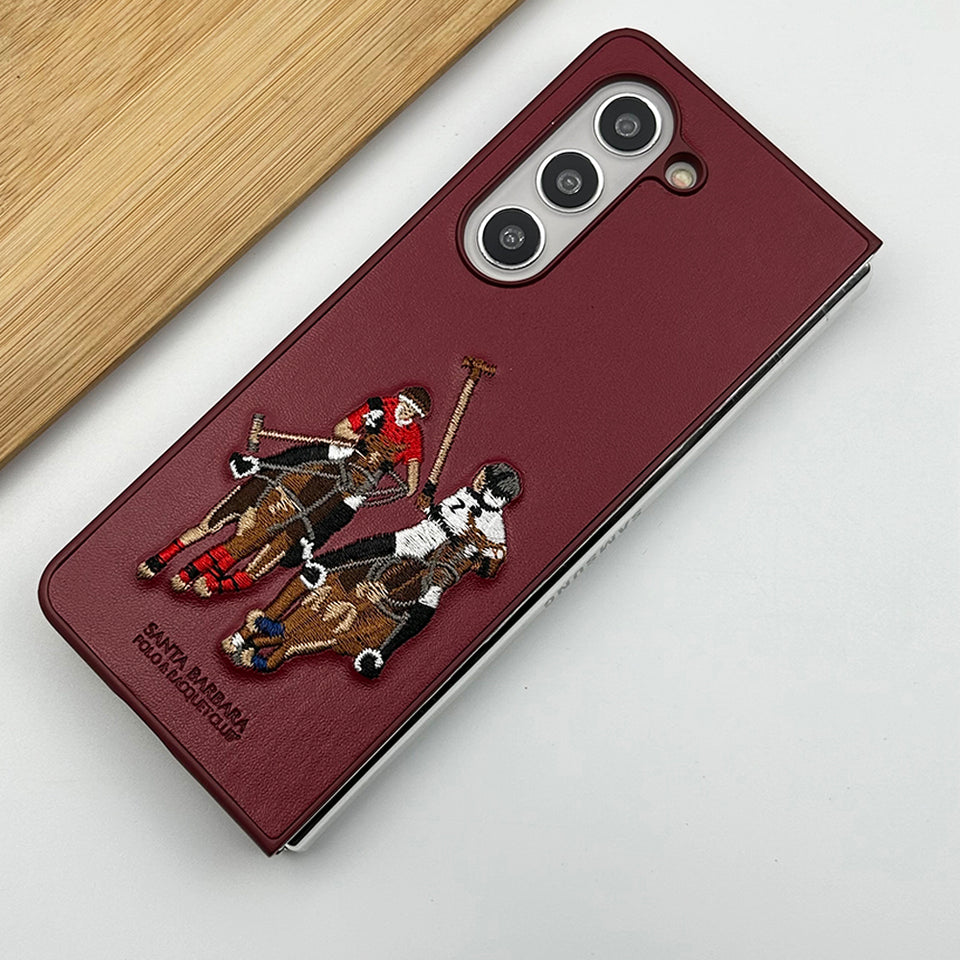 Samsung Galaxy Z Fold 5 Santabarbara Polo Jockey Leather Stitched Case