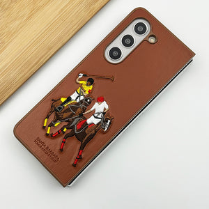 Samsung Galaxy Z Fold 5 Santabarbara Polo Jockey Leather Stitched Case