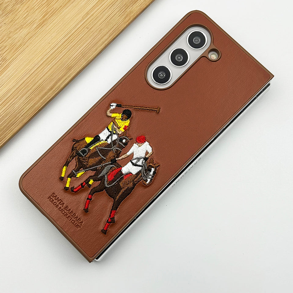Samsung Galaxy Z Fold 5 Santabarbara Polo Jockey Leather Stitched Case