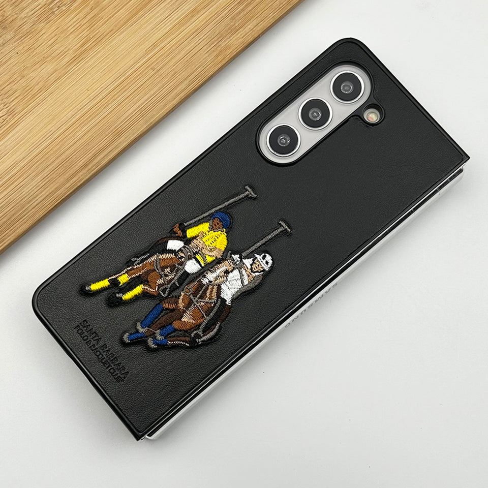 Samsung Galaxy Z Fold 5 Santabarbara Polo Jockey Leather Stitched Case