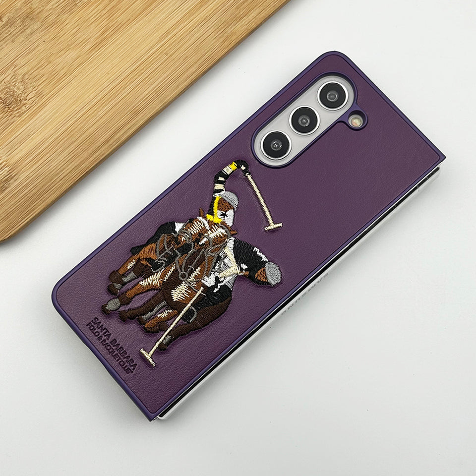 Samsung Galaxy Z Fold 5 Santabarbara Polo Jockey Leather Stitched Case